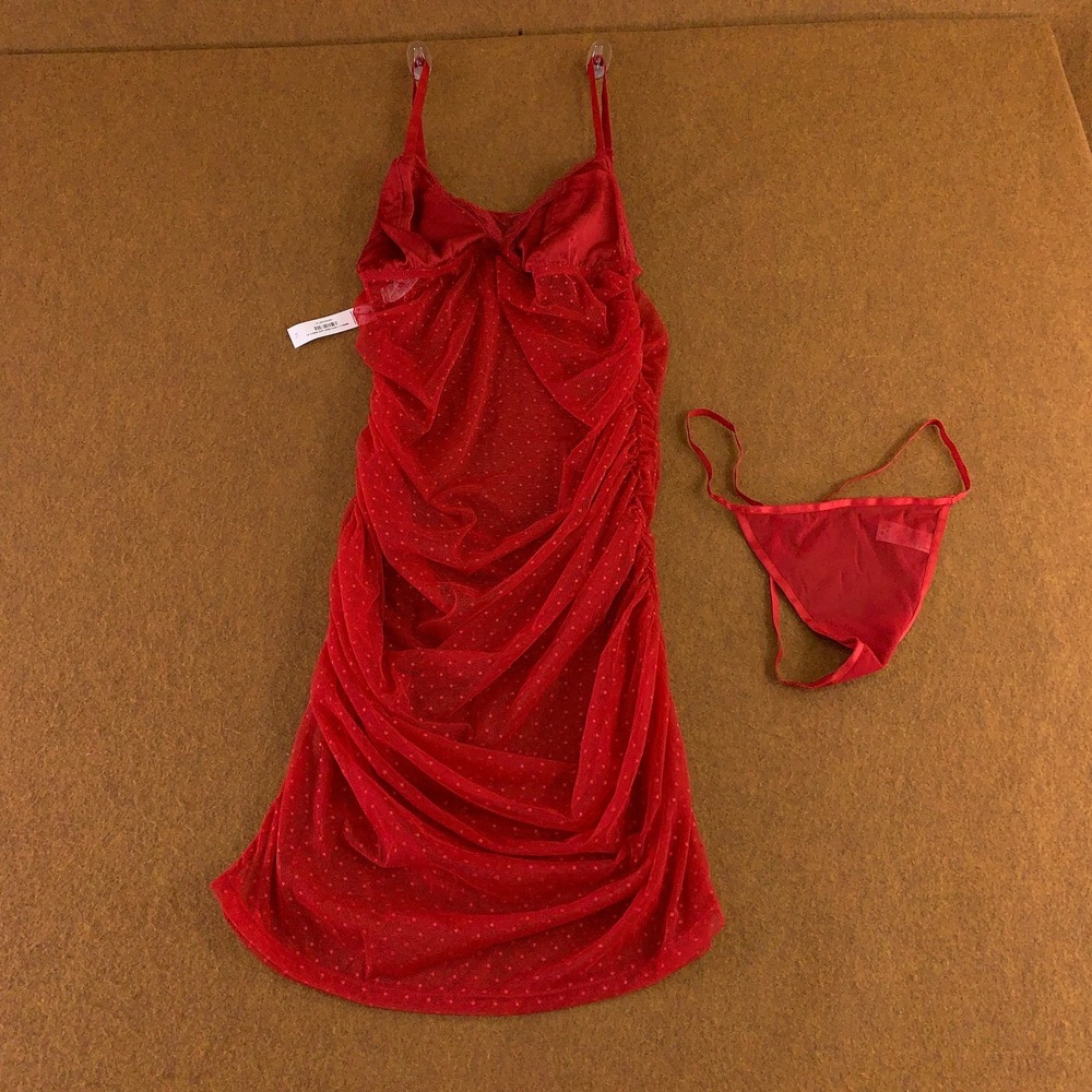 Adore Me Womens Size XL Red 2 Piece Marietta Bodycon Slip & G-String Set NWT